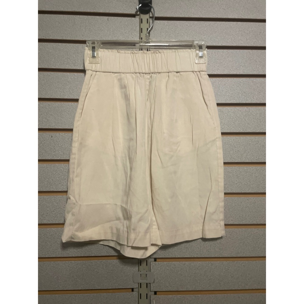 H&M Women Elastic Waist Linen Blend Shorts Beige XS